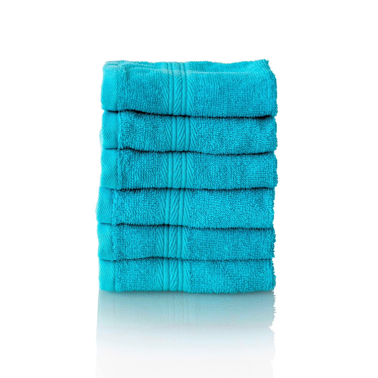 Glart Premium Set of Terry Hand Towels, Range of Terry Towels in 6 Colours and 5 Sizes, Colour: Turquoise, 6X Flannels 30 X 30 cm