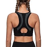 Yvette Racerback Sports Bras for Women High Support Running Supportive Sports Bra with Sewn in Pads