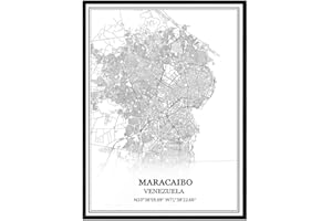 TANOKCRS Maracaibo Venezuela Map Wall Art Canvas Print Poster Artwork Unframed Modern Black and White Map Souvenir Gift Home Decor 18x24 Inches