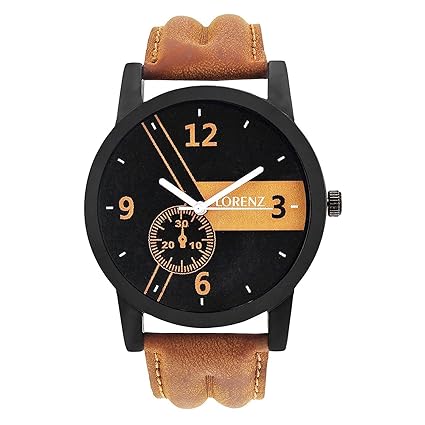 Lorenz MK-101A Analog Black Dial Leather Strap Watch for Men/Watch for Boys - MK-101A