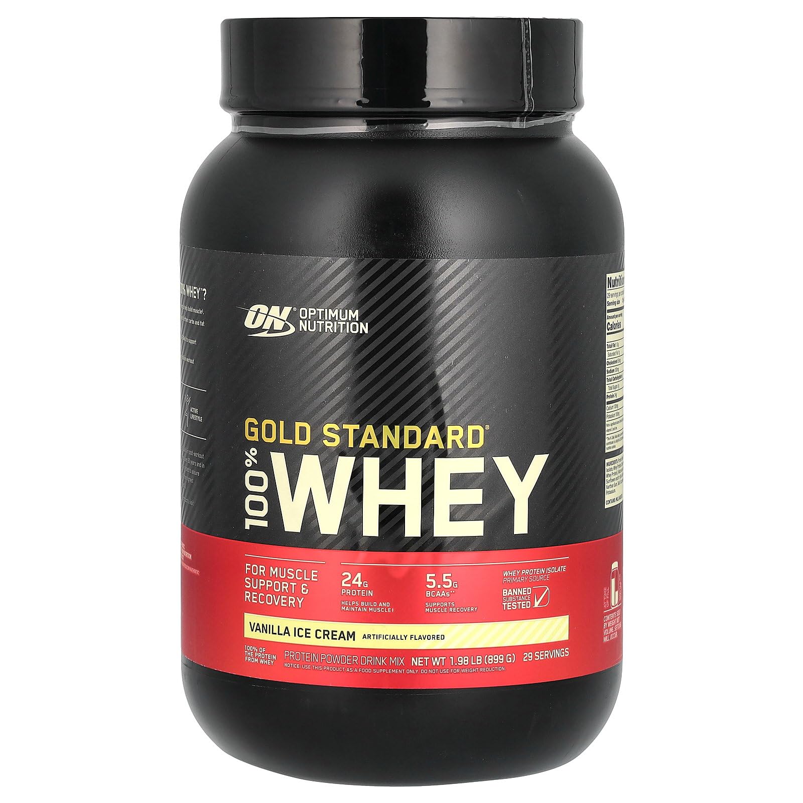 Optimum Nutrition 100 Percent Whey Gold Standard Sports Supplements, 908 g, Vanilla Ice Cream