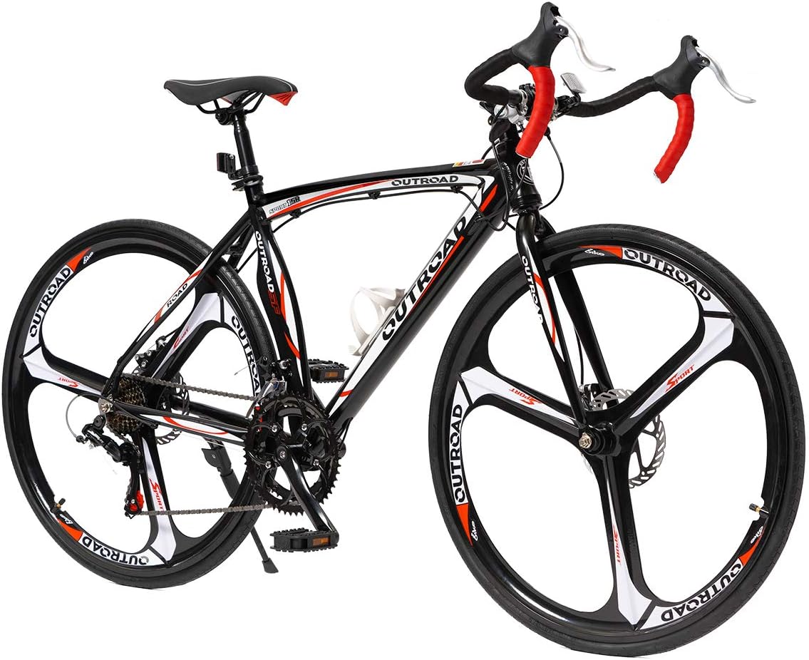 PanAme 26 Inches Road Bike Dual Disc Brake 700c High-Performence Wheels Commuter Bicycle, 14-Speed Drivetrain, Light Aluminum Frame, Multiple Colors