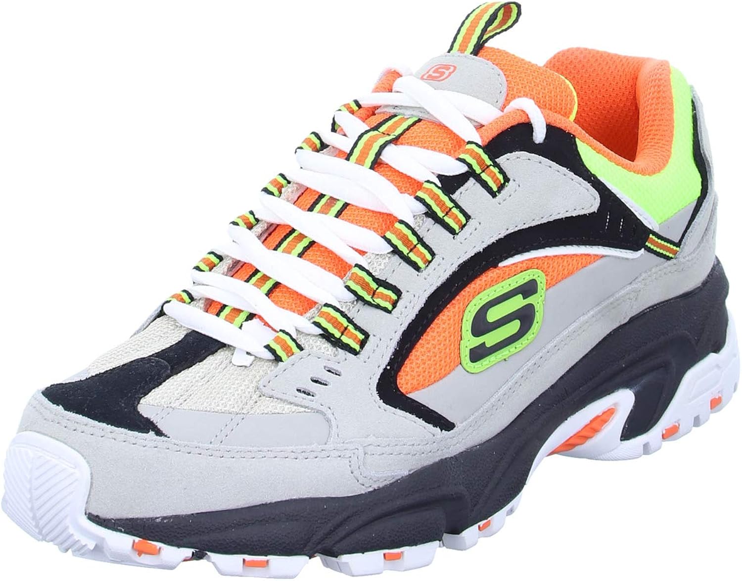 gray and orange sneakers