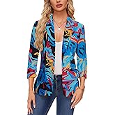MINTLIMIT Women's Casual Blazer 3/4 Ruched Sleeve Open Front Button Work Office Blazer Jackets with Pockets