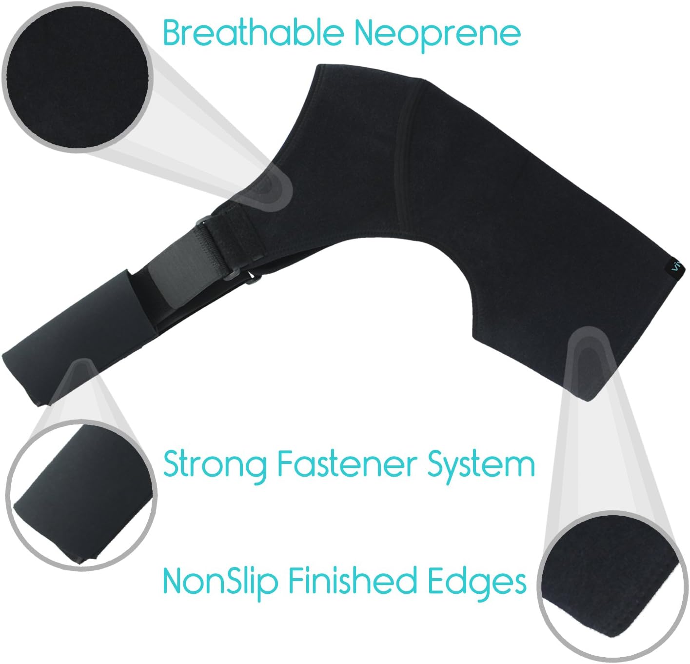 Vive Shoulder Brace - Rotator Cuff Compression Support - Men, Women, Left, Right Arm Injury Prevention Stabilizer Sleeve Wrap - Immobilizer for Dislocated AC Joint, Labrum Tear Pain (Black): Health & Personal Care