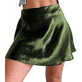 Skrtimory Womens Satin Mini Skirt Elastic Waist A Line Silk Mini Short Skirts for Women