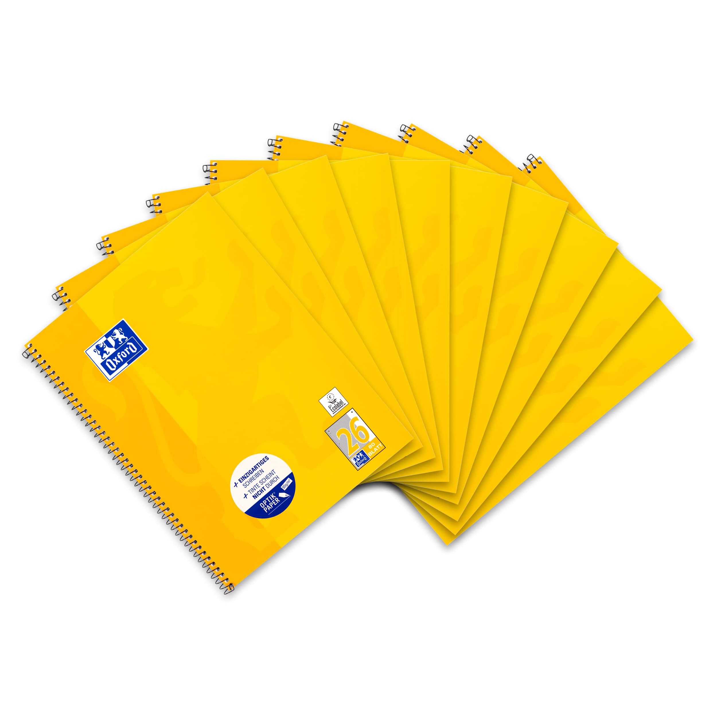 Oxford College Notepad School A4 Squared with Double Margin, 80 Sheets Ruling 26 - Squared with Margin Pack of 10 Yellow