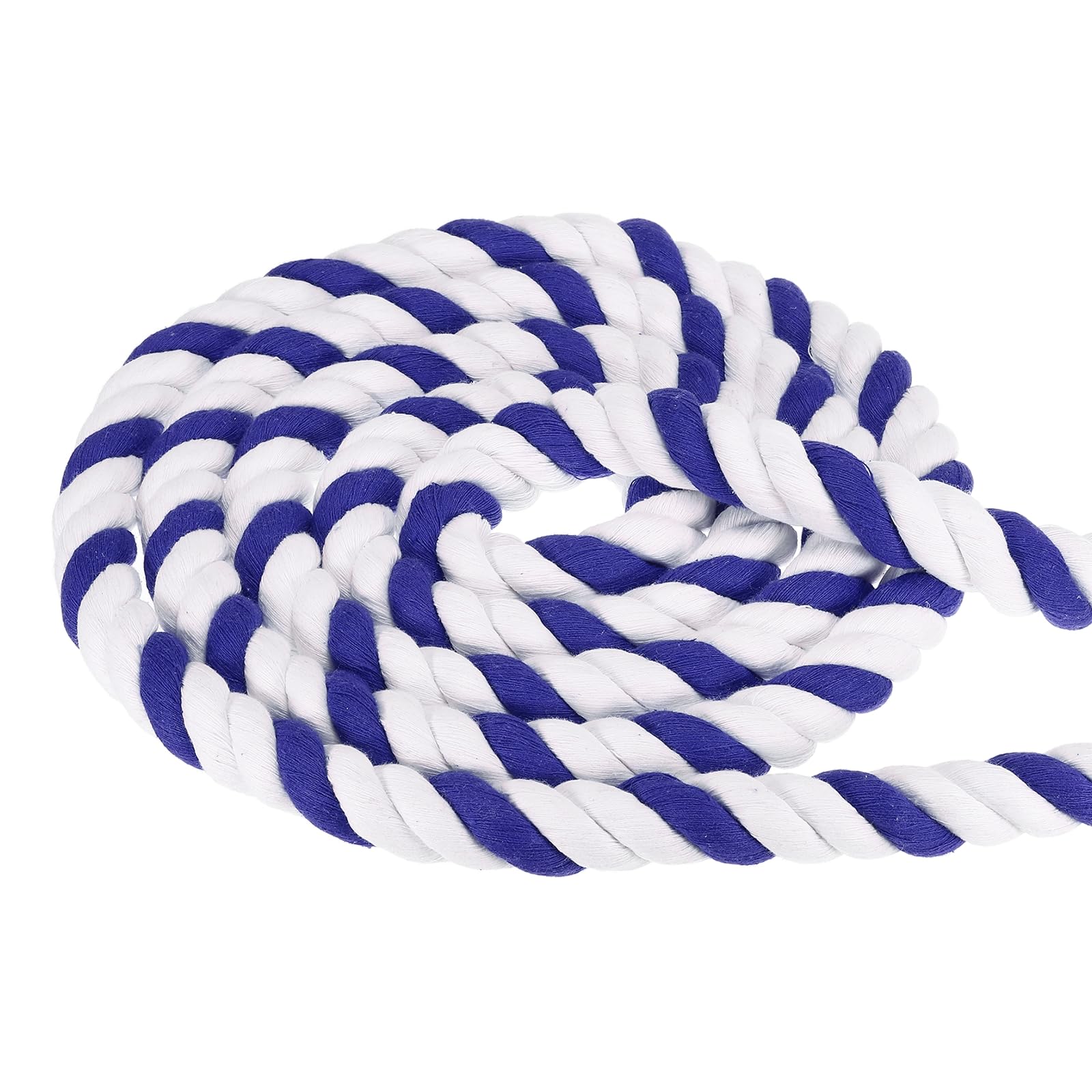 Photo 1 of PATIKIL 1 Inch x 25 Feet Natural Twisted Cotton Rope, 3 Strand Tug of War Rope with Sealing Tape for Craft Railings Home Decor, Blue White