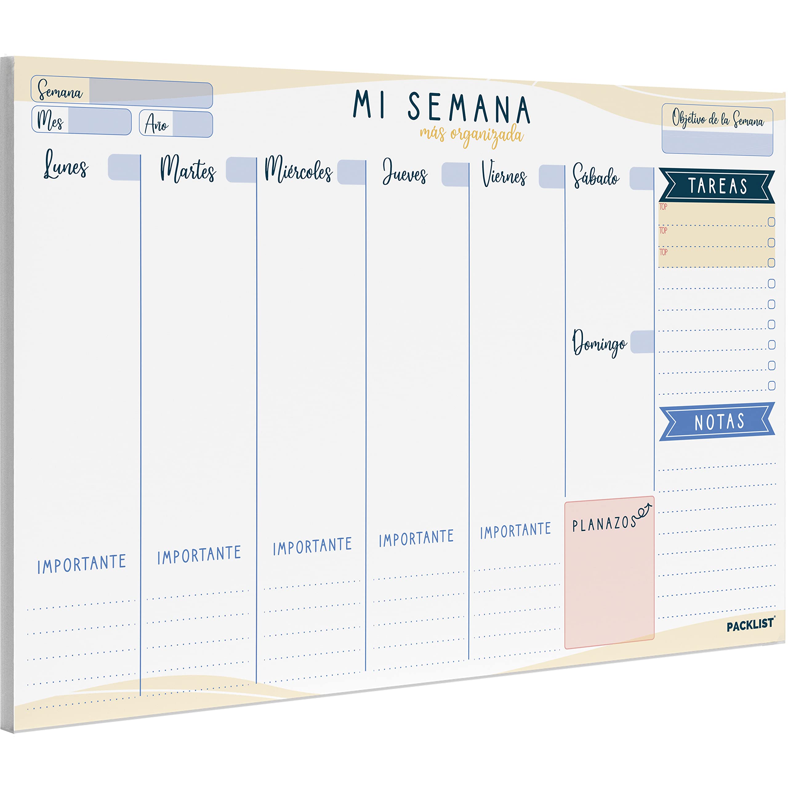 PACKLIST Planificador Semanal. Organizador Semanal A4, Planning Escritorio - Weekly Planner Semanal, Regalo Original Mi Semana Más Organizada. Agendas, Planificadores y Calendarios Semanales de Diseño — image 1