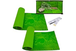 Damooo 2 Pack 20 Galoon Reptile Carpet Reptile Mat & Reversible Substrate, Terrarium Liner Bedding for Lizard,Chameleon,Gecko,Snake,Ceratophrys (30 X12 in, Printing Green)