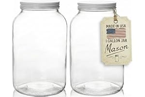 Kitchentoolz 2 Pack 1 Gallon Glass Wide Mouth Mason Jars with Airtight Metal Lids - Safe for Fermenting Kombucha Kefir - Pick