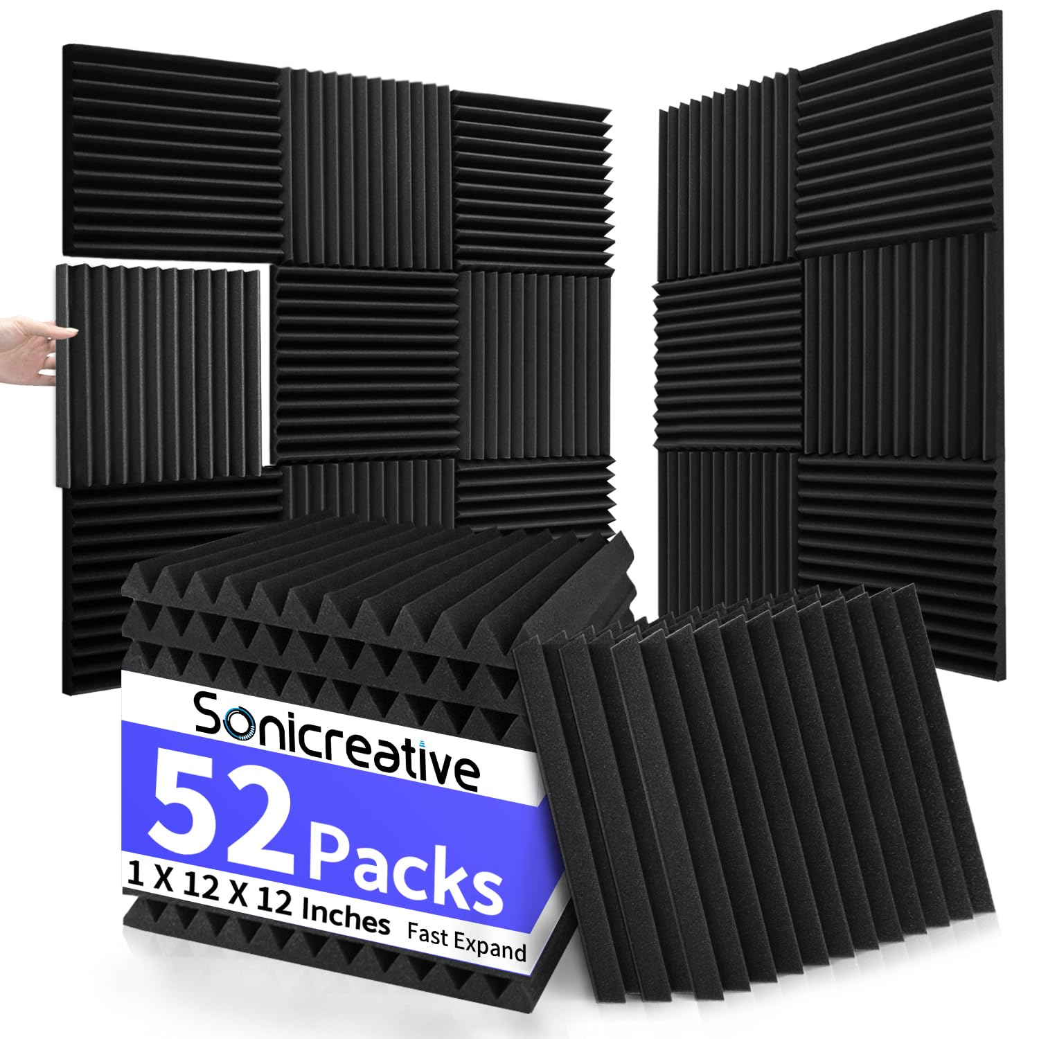 Mua Sonicreative 52 Pack Acoustic Foam Panels 1 X 12 X 12 Inches Large ...