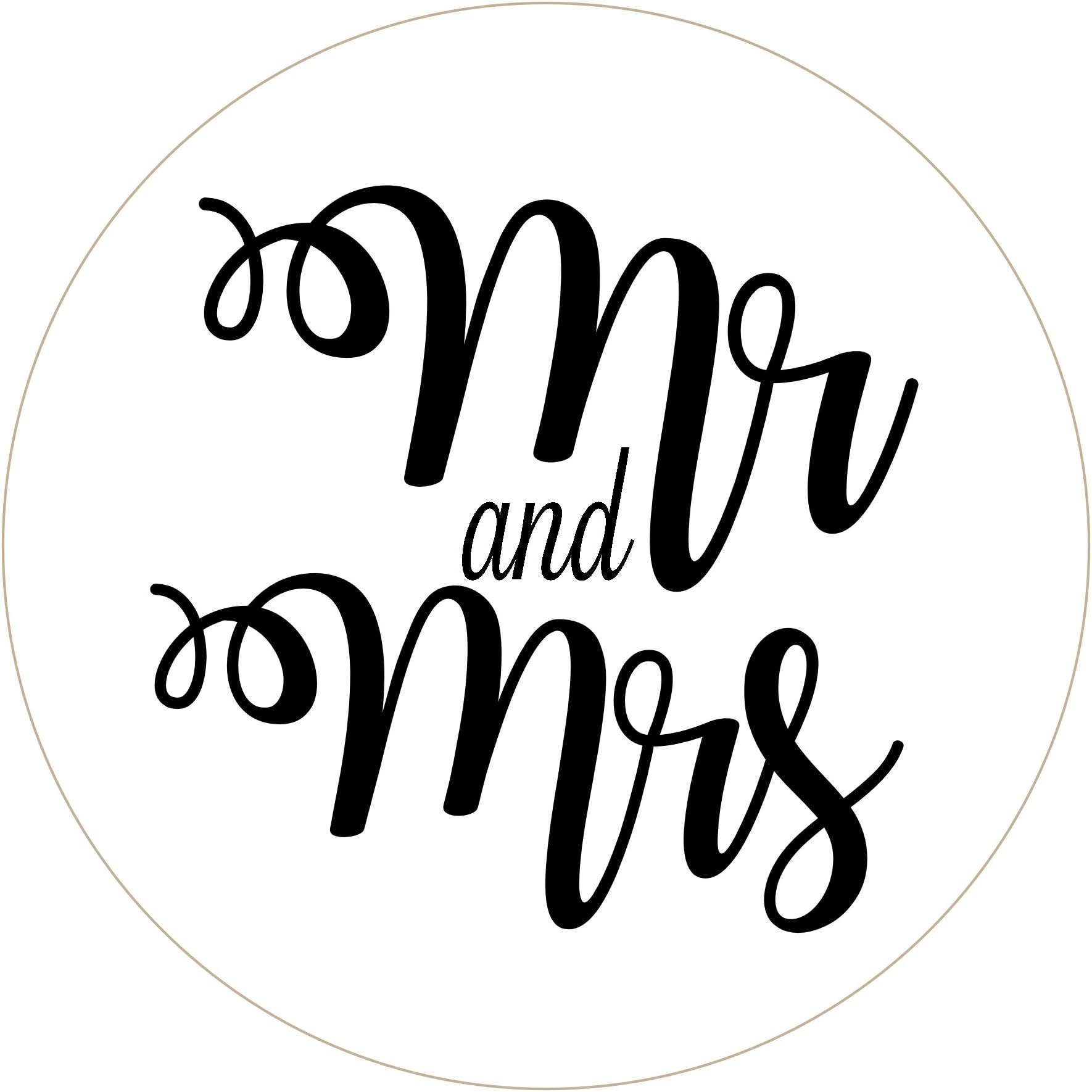 Mr & Mrs confetti bag pouches wedding favours labels stickers WHITE with BLACK text