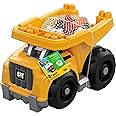 Mega BLOKS Cat Toddler Blocks Building Toy Set, Large Dump Truck with 25 Pieces and Storage, Yellow, Ages 1+ Years