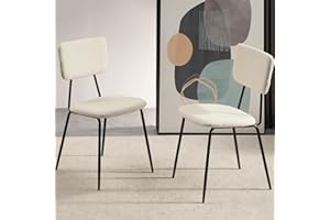 Bacyion Modern Dining Chairs Set of 2 Boucle Chairs - Upholstered Kitchen Chairs, White Accent Chairs with Metal Legs for Dining Room, Kitchen and Living Room