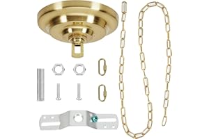 KLOSM Heavy Duty Light Fixture Canopy Kit, 5.3 Inches Diameter & 5.9 Feet Chain Ceiling Mounting Hardware, Swag Light Kit Light Fixture Mounting Bracket for Hanging Light Gold