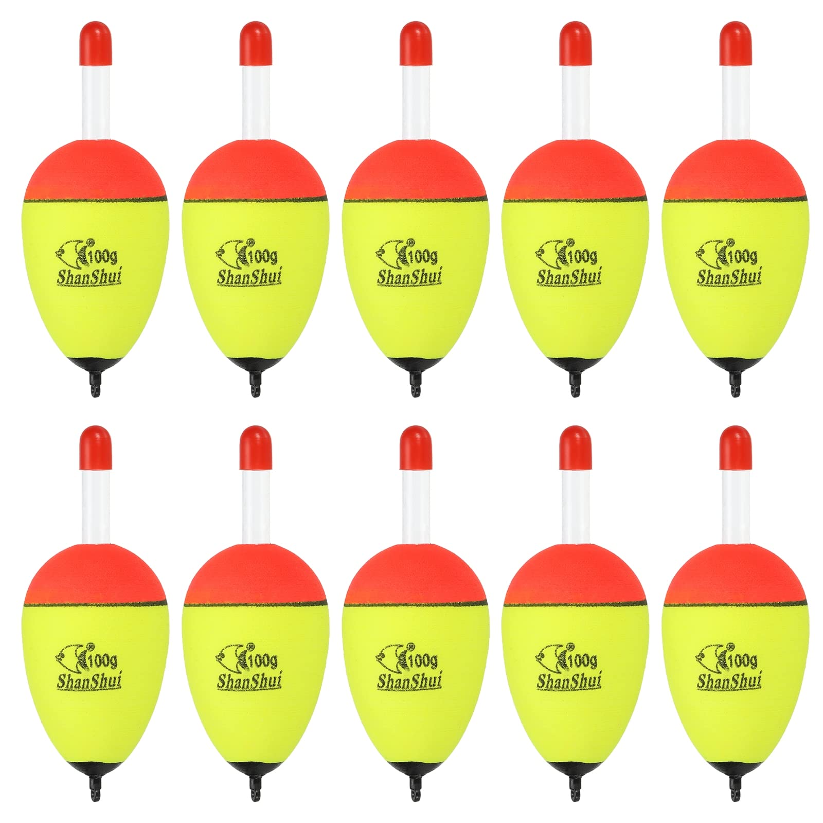 PATIKIL 3.5oz Fishing Bobbers, 10 Pack EVA Fishing Float for Saltwater Freshwater Fishing, Yellow