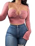KERPELLY Women's Sexy Halter Criss Cross Tie Up