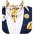 DiBanGu 4 PCS Ascot Ties for Men,Jacquard Cravat Ascot Tie Pocket Square Cufflinks with Floral Lapel Pin