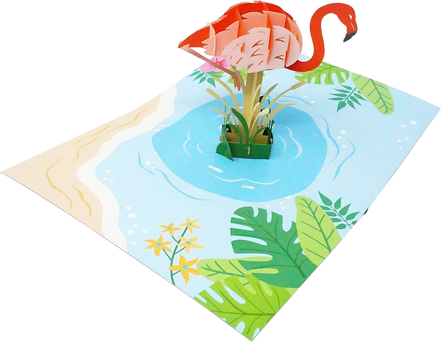Tropical Flamingo, WOW 3D Pop Up Card for All Occasions, Birthday, Congratulations, Good Luck, Anniversary, Get Well, Love