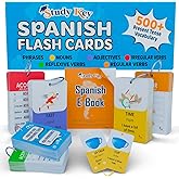 500+ Spanish Vocabulary Flash Cards for Adults & Kids Ages 15+ - Verb Conjugation, Nouns, Adjectives & Phrases to Learn Spanish for Adult Beginners Flashcards