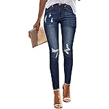Utyful Women’s Stretchy Skinny Jeans Button Slim Fit Ripped Denim Jeans