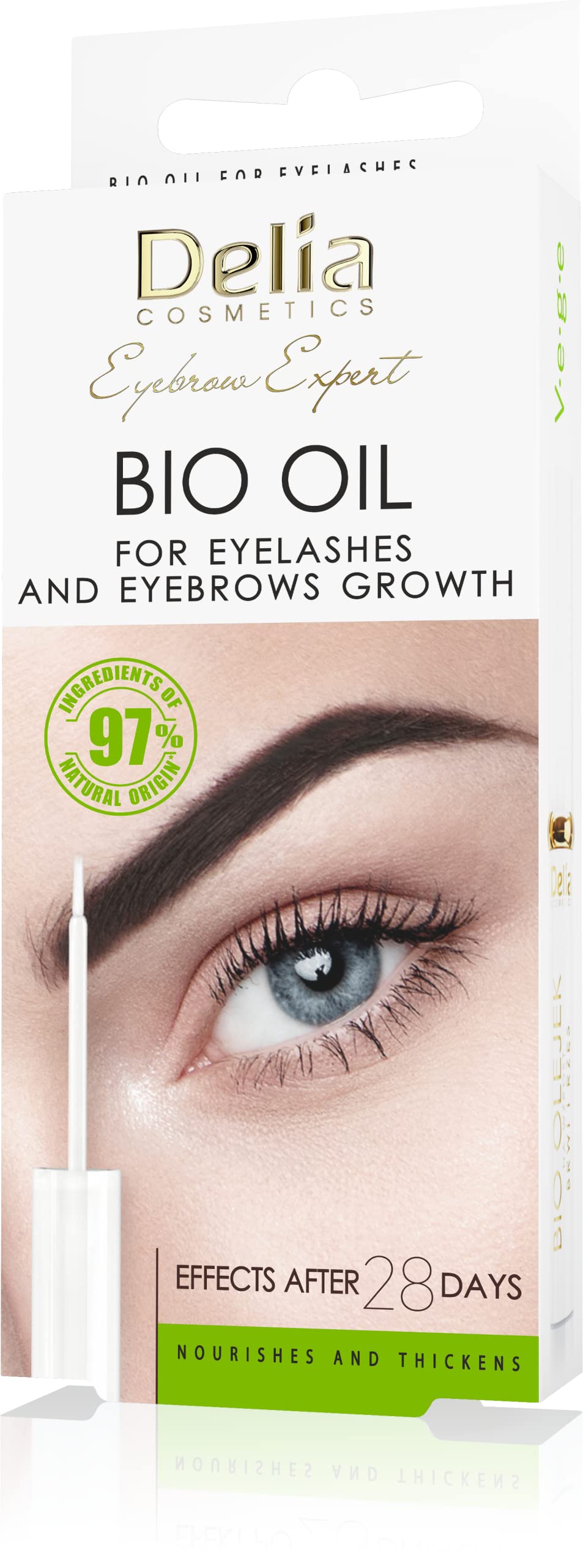 Delia Cosmetics - Bio Oil for Eyebrows and Eyelashes - Vegan Conditioner - Lengthened, Thickened, Dense, Nourished Eyebrows and Eyelashes - Accelerates Growth - Natural Booster - 7ml