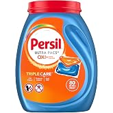 Persil Advanced Clean Oxi+Odor Power Ultra Pacs Laundry Detergent, 80 Count | Deep Clean &amp; Care, Single-Dose Convenience, Fights Tough Stains &amp; Odors, Ultra Concentrated, HE Safe, All Water Temperatures