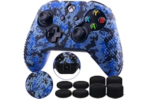 9CDeer 1 Piece of Studded Protective Customize Digital Camo Silicone Cover Skin Sleeve Case 8 Thumb Grips Analog Caps for Xbox One/S/X Controller Blue Compatible with Official Stereo Headset Adapte
