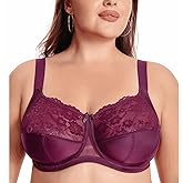 MissCurvaty Push Up Bra Comfort & Support. Three-Section Cup, Side Frame, Underwire Banded Stretch Lace Plus Size Bras