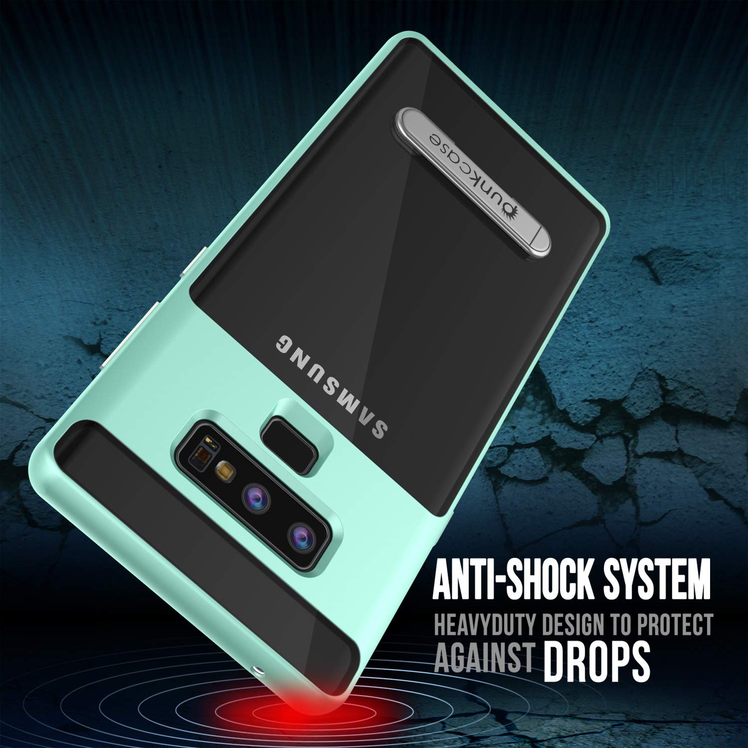 Galaxy Note 9 Case, PUNKcase [Lucid 3.0 Series] [Slim Fit] [Clear Back] Armor Cover w/Integrated Kickstand, Anti-Shock System & PUNKSHIELD Screen Protector for Samsung Galaxy Note 9 [Teal]
