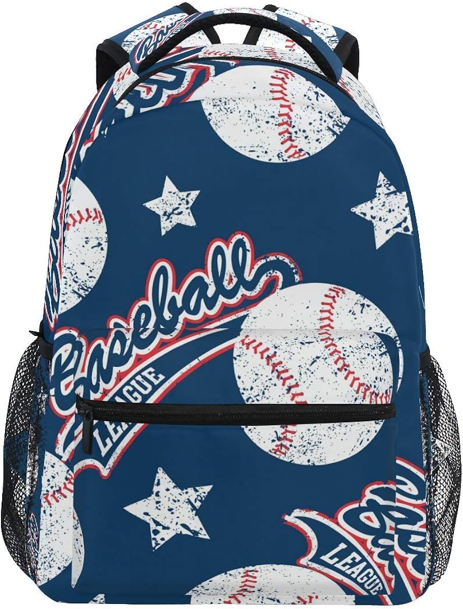 Baseball School Backpack College Bookbag Casual Lightweight Travel