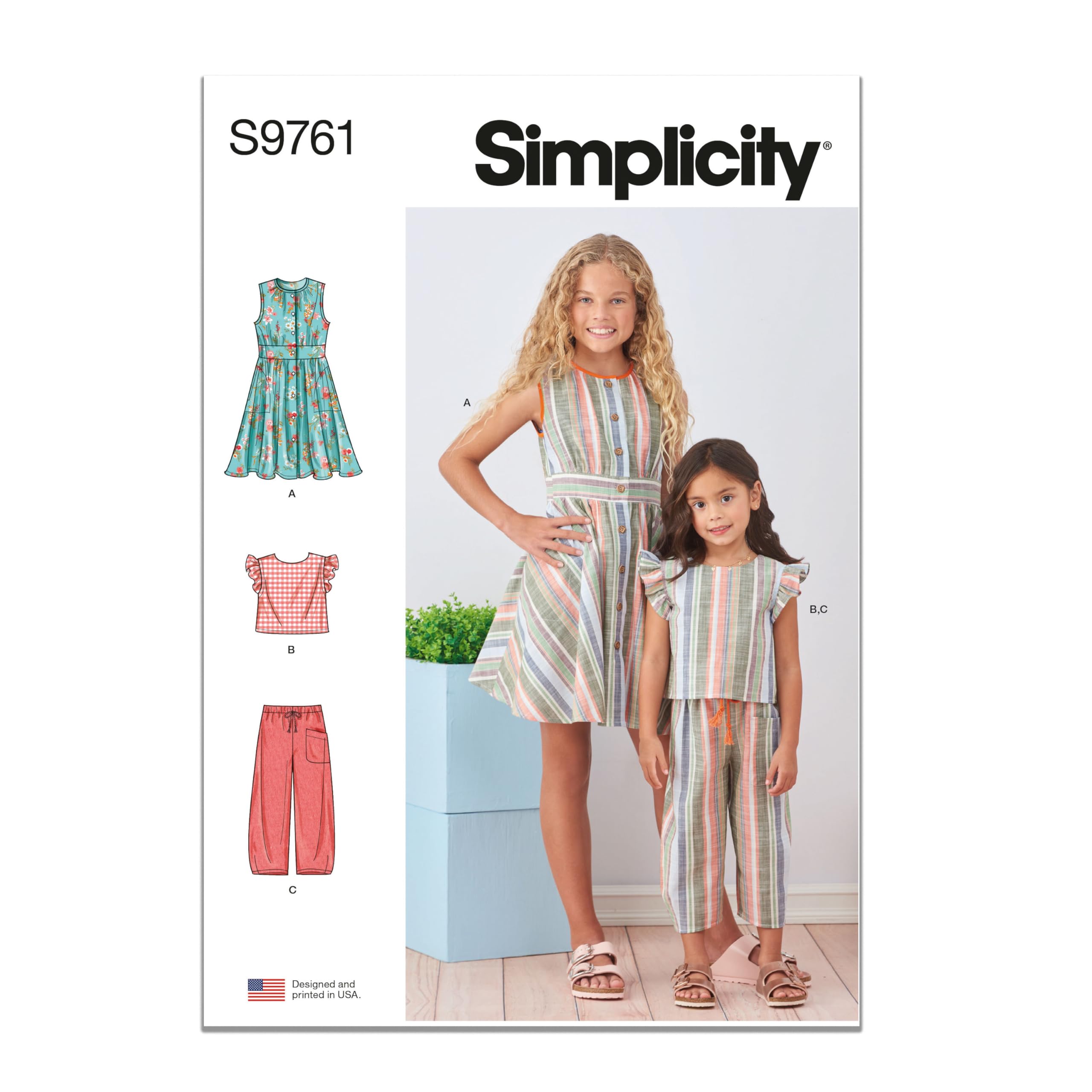 Simplicity SS9761K5 Children's and Girls' Dress, Top and Trousers K5 (7-8-10-12-14)