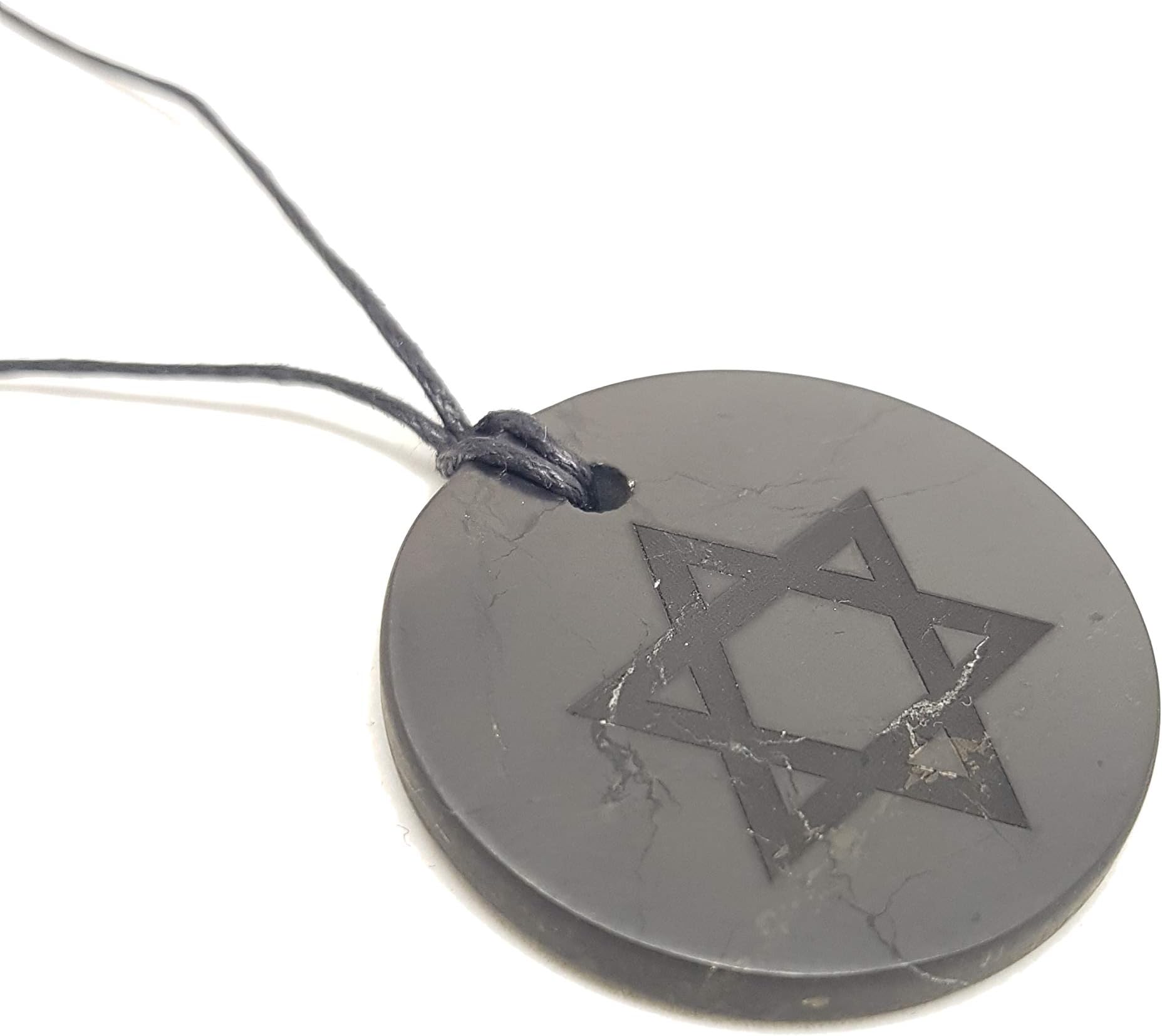 Karelian Heritage Shungite Stone Pendant with Engraving, Black Stone Jewelry