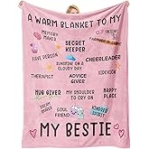 Best Friend Birthday Gifts for Women, Bestie Birthday Gifts for Women -Best Friend Blanket 60"x 50", Friendship Gift for Woman, BFF - Soul Sister Gift for Woman, Christmas day for BestFriend, Pink