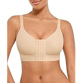 FeelinGirl Post Surgery Bras for Women Front Closure Mastectomy Bras Surgical Wireless Full Coverage Compression Bra