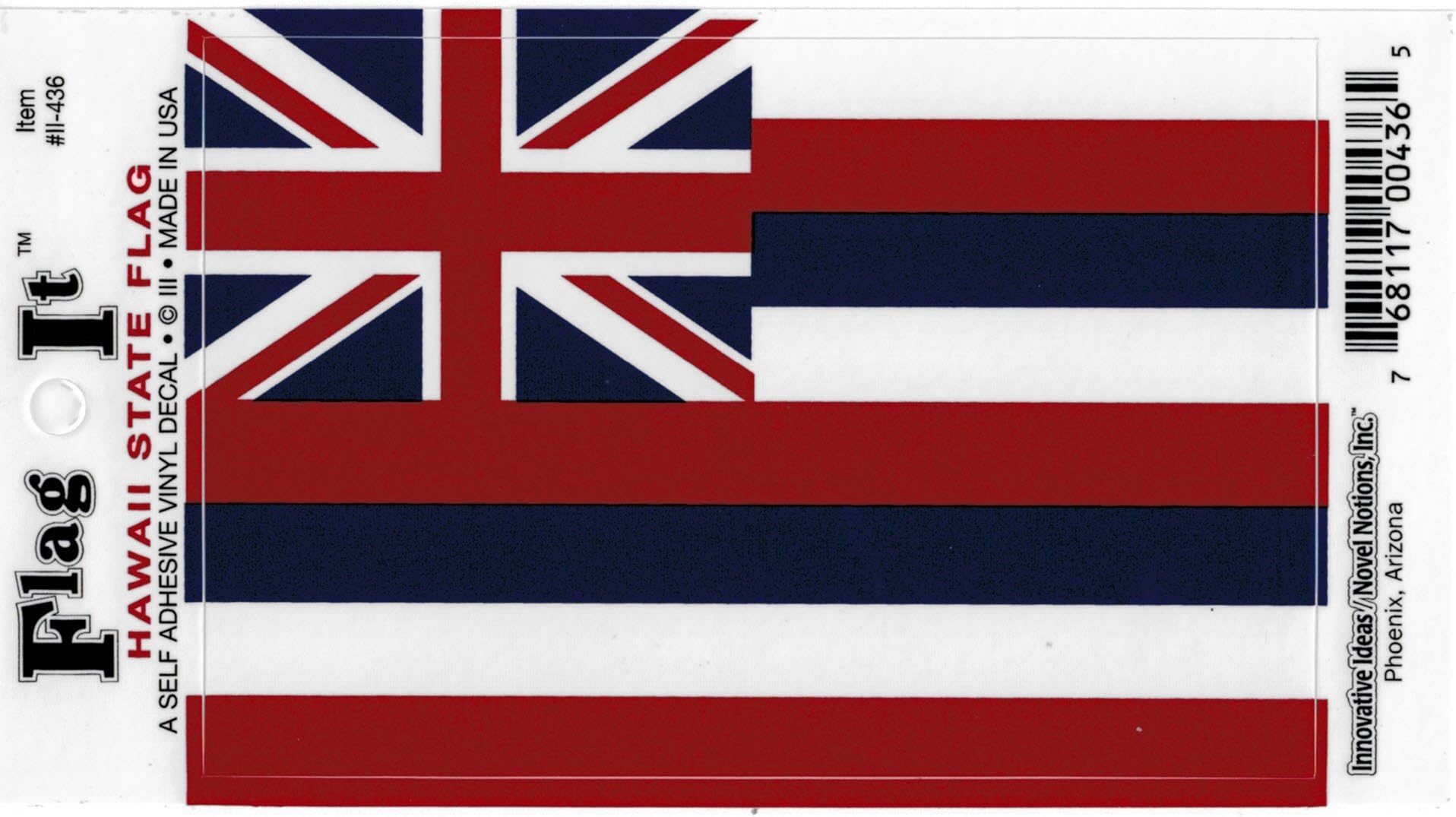 Hawaii flag decal for auto, truck or boat