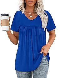 Womens Tops Summer Short Sleeve Loose Fit Blouses