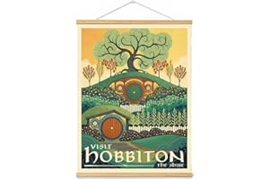 Meksular Middle Earth Landscape Wall Art Prints Canvas PaintingFantasy Posters, Wall Pictures, For Travel Gift, Canvas Art with Frames, For Office Home Decor Bedroom Living Room Decor.（16L x 12W）