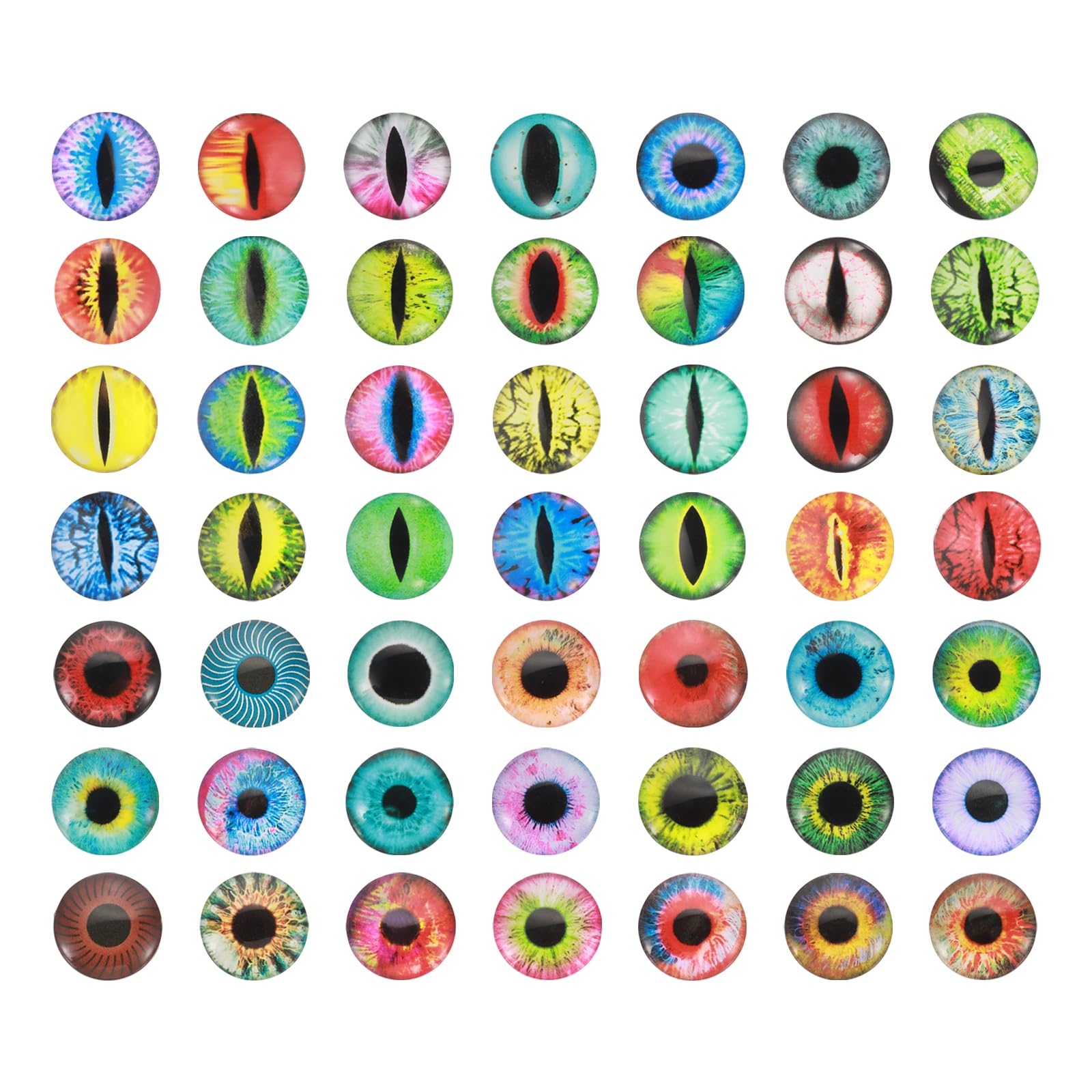 PATIKIL 20mm Dragon Eyes, 100 Pcs Round Glass Eyes Animals Crochet Eyes for Clay Doll Making Craft DIY Findings Jewelry Making, Mix Colors