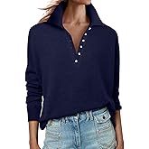 ANRABESS Womens Long Sleeve Polo Sweaters Knit Button Shirt Lightweight Dressy Casual Basic Pullover Tops 2025 Fall Fashion