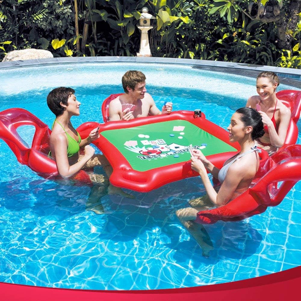 YGJT Inflatable Floating Table and 4 Chairs Set for Texas Holdem Summer Toys for Swimming Pool