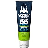 Watermans Mineral SPF 55 Sunscreen with Zinc, Aqua-Armor, Broad Spectrum Sunscreen for Face and Body, Reef Safe Sunscreen, Water Resistant, Mineral Sunscreen