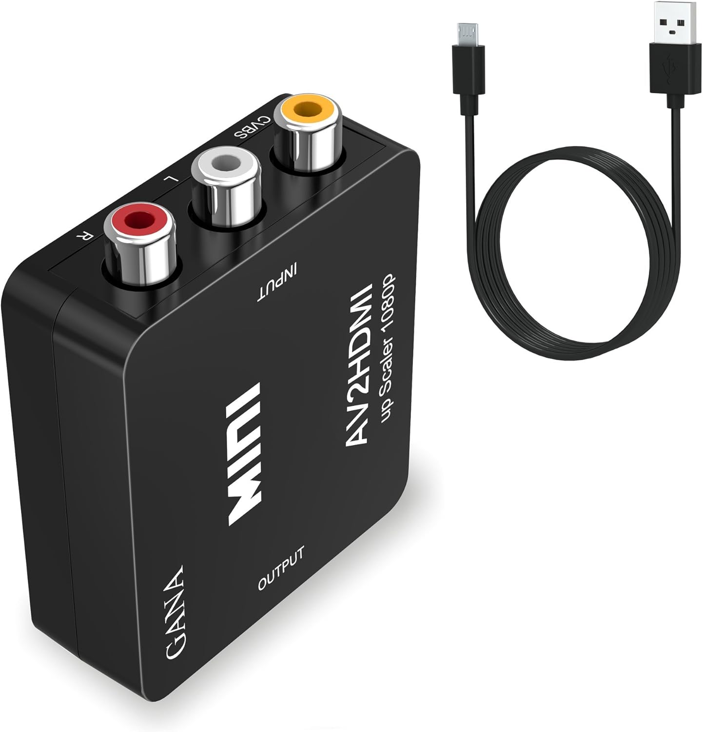 RCA to HDMI, GANA 1080P Mini RCA Composite CVBS AV to HDMI Video Audio Converter Adapter Supporting PAL/NTSC with USB Charge Cable for PC Laptop Xbox PS4 PS3 TV STB VHS VCR Camera DVD: Electronics
