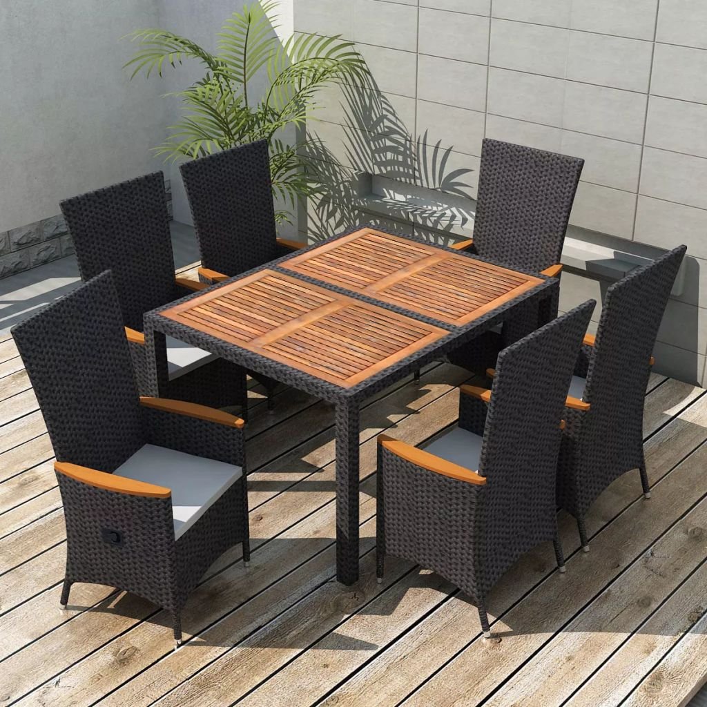 tidyard Conjunto de Mesa y 6 Sillas y 6 Cojines,Conjunto de Comedor de