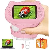 Pocket Kids Microscope, 1000X Handheld Microscope for Kids w/2.4'' Screen, Photo Video Mini Portable Microscopes Science Edu Digiscope, Christmas Birthday Gifts Ideas for Kids Ages 3-12