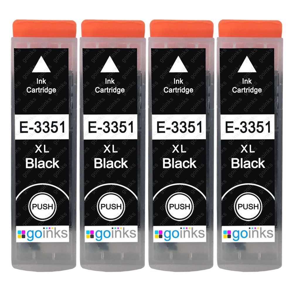 Go Inks 4 Black Ink Cartridges to replace Epson T3351 (33XL Series) Compatible/non-OEM for Epson Expression Premium Printers, High Capacity (XL), E-T3351-4