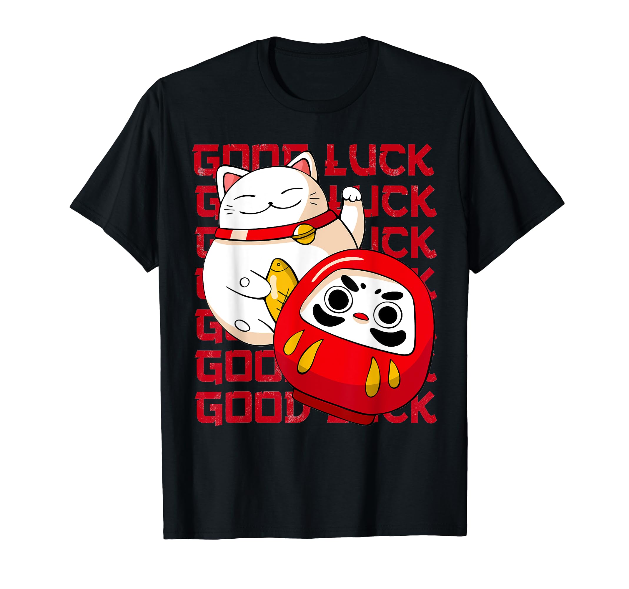 Maneki Neko Lucky Cat Japanese Daruma Doll Kawaii Good Luck T-Shirt