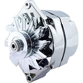 Chrome GM 1 Wire Alternator Self-Exciting High Output for 100A | More Output for 1970s-80s GM Chevy 350 305 SBC Street Rod,Replaces 7127-SECN100A, ADR0335-C,400-12395