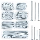 STUHAD 400pcs Hardware Nails Assortment Kit 7 Sizes | Galvanized picture hanging nails, small finish nails, wood nails and wall nails for various projects